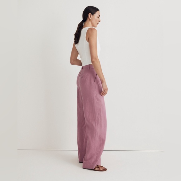 The Harlow Wide-Leg Pant in 100% Linen, Shaded Pink - Picture 3 of 5